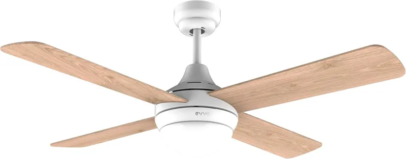 EVVO Ceiling Fan V440 Wood 106 cm (40"), Reversible Wood Blades, LED Light 3 Tones, Motor 40W DC Quiet, Remote Control, Winter/Summer Mode, Timer
