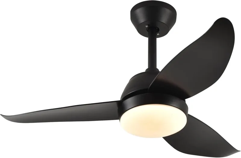 snsok Ceiling Fan with Quiet Light, DC Motor, 6 Speeds, 3 Colours, Timer, Natural Breeze Mode, Double Height – Ideal for Summer and Winter (Black, 92 cm)