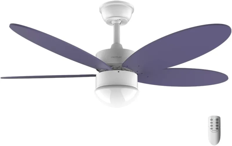 Cecotec EnergySilence Aero 4260 Purple Ceiling Fan with Light, 40 W, DC Motor, Diameter 42 Inches with 5 Reversible Blades, LED Light, Remote Control, Timer, 6 Speeds