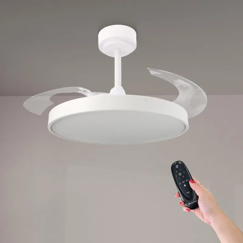 M mimotec - Coal LED ceiling fan Ø108 cm | 6 speeds | Dimmable light (CCT) | Timer | Summer - Winter mode| Timer. LM8828