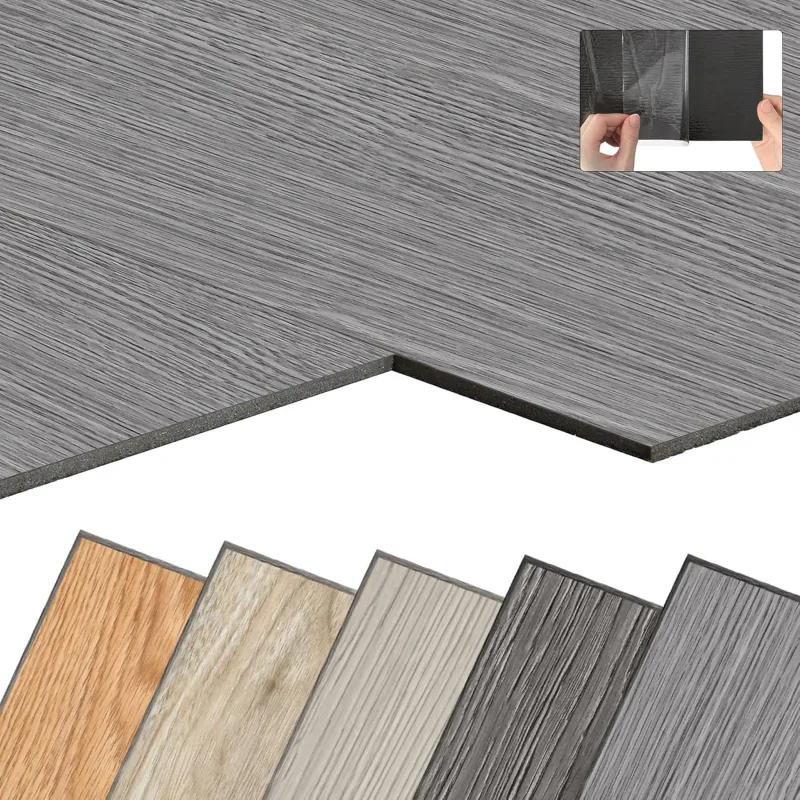 18 x Wood Look Self Adhesive PVC Flooring 2.52 m² Vinyl Floor Tiles Self Adhesive PVC Flooring Non-Slip Waterproof Fire Retardant Grey Oak