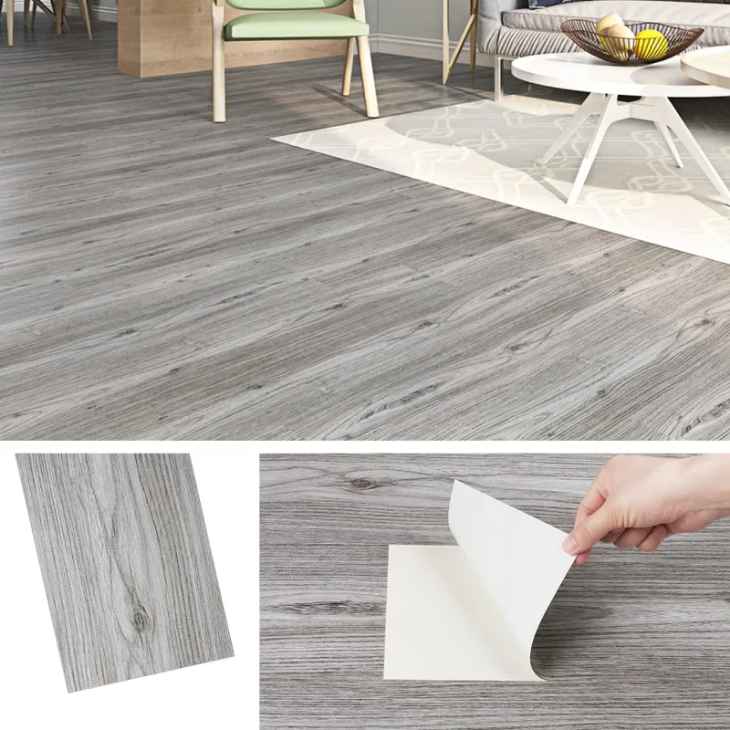Livelynine Self-adhesive Vinyl Flooring Imitation Wood Grey 32 Tiles Vinyl Wood Floor Self-Adhesive 90 x 15 cm Laminate Floors for Kitchen Vinyl Floors Roll Paper Vinilini Adhesive Wall Bathroom