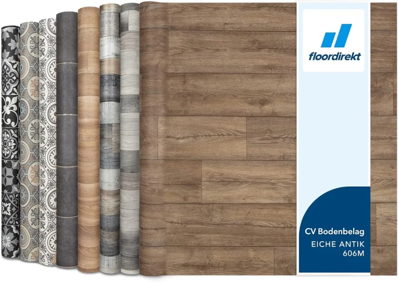 CV Floor Covering in Wood Imitation, PVC Floor, Sold by the Metre, Non-Slip and Easy to Clean, Vinyl Flooring (200 x 400 cm, Atlantic | Antique Oak 606M)