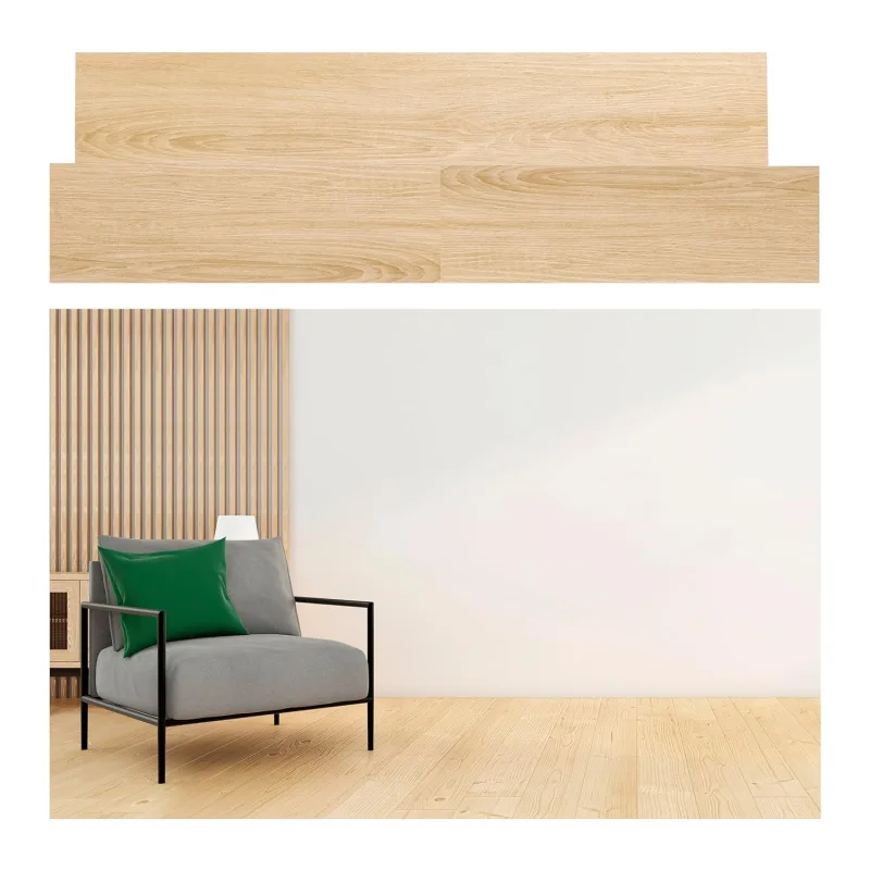 TIENDA EURASIA Set of 24 Parquet Vinyl Sheets | Material Plastic + Paper | 24 Sheets of 17 x 93 x 4.5 cm Total 3.3 m² | Laminate Thickness: 0.3 cm | Self Adhesive Vinyl Flooring (Light Brown)