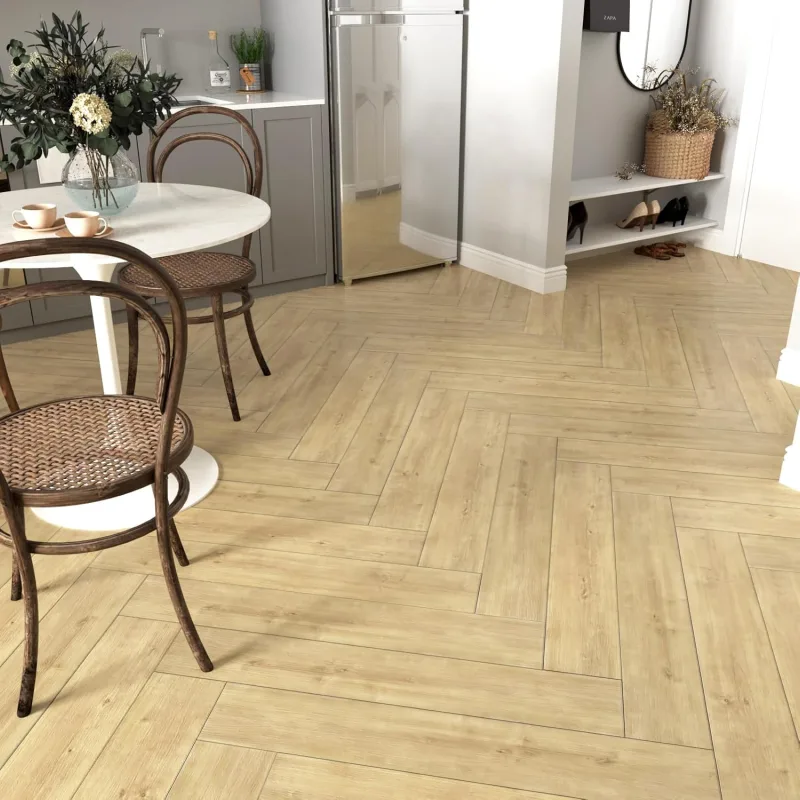 24 Pieces Vinyl Flooring Self-Adhesive Beige Tiles Adhesive Flooring Vinyl Kitchen Flooring Wood Effect Vinyl Tiles for Bathroom Laminate Parquet Flooring 90 cm x 15 cm