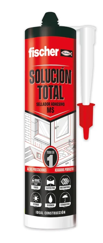fischer - Total Black Solution 290ml | High Elasticity and Adhesion | Indoor and Outdoor Use | Paintable and UV Resistant | For Construction, Automotive and Roofing
