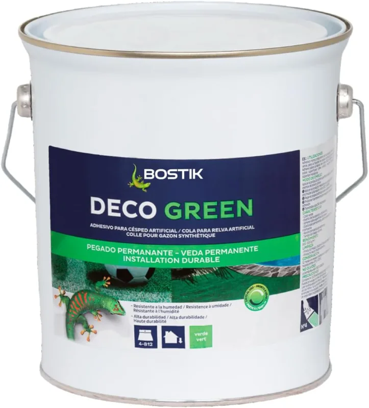 BOSTIK Deco Green Adhesive for Artificial Lawn, Green – Permanent Glue, Resistant to Humidity and High Temperatures, Easy Application, in Large Amount of Supports, Single Component Ready to Use, 4 kg