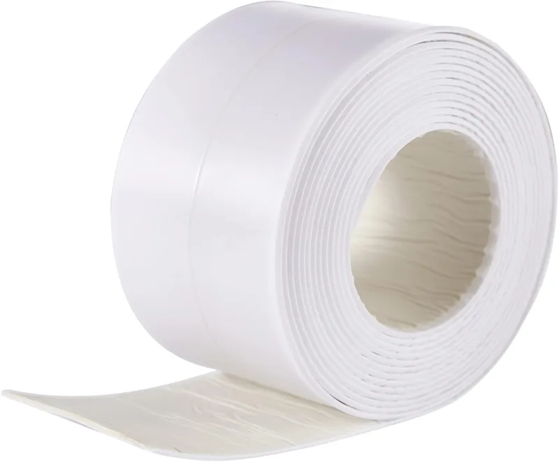 White Waterproof Sealing Tape Bathroom Bath, Sink Adhesive Tape, PE Silicone, Self-adhesive Flexible Skirting Board (5.8 cm)