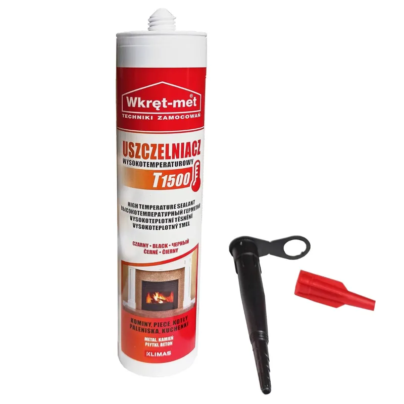 KLIMAS - 1500°C High Temperature Resistant Putty 310ml Heat Resistant Silicone for Oven Pipes Fire Resistant Adhesive Black High Temperature Fireplace Sealant