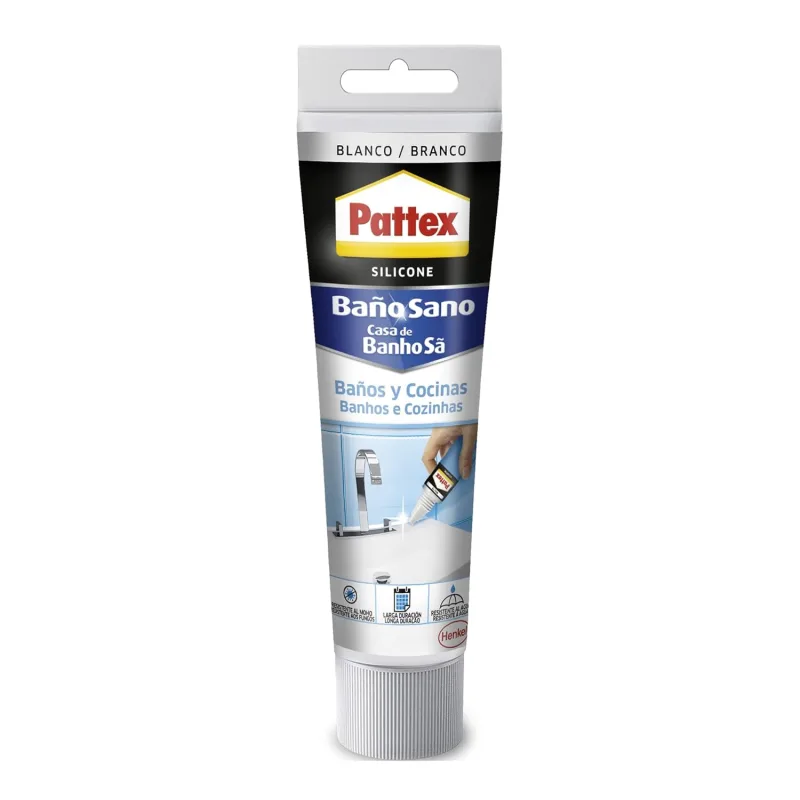 Pattex Silicone Bathrooms and Kitchens, Mildew and Water Resistant, White, 50 ml
