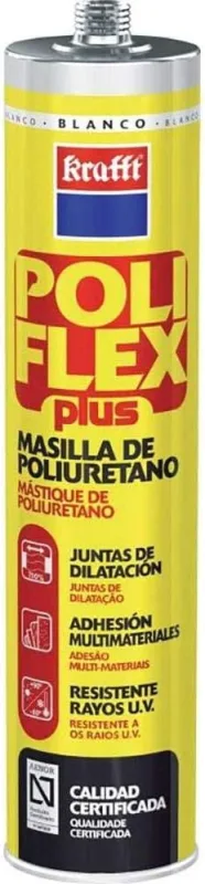 Krafft Poliflex Adhesive Sealant – Polyurethane Putty – Mounting Adhesive – White – 300 g