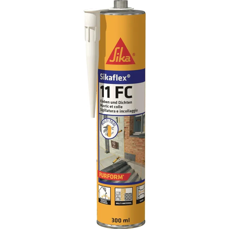 Sika – Adhesive and sealant – Sikaflex-11 FC Purform white – suitable for common building materials – solvent-free and low emissions – 300 ml