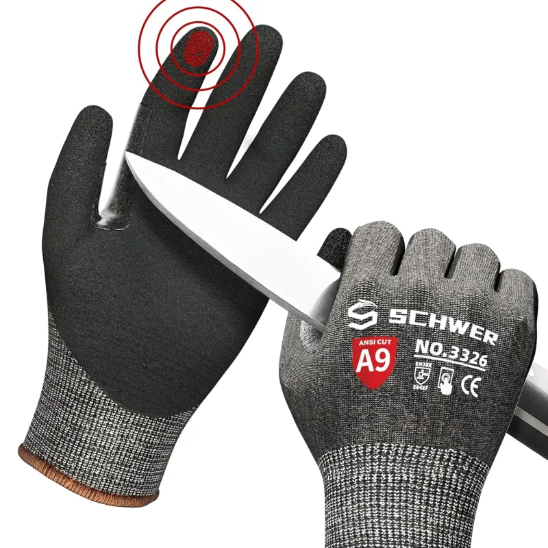 Schwer guantes anticorte de grado 9, duraderos, pueden utilizarse como guantes de trabajo, adecuados para reparación de automóviles, fabricación de vidrio, grabado y otros usos.(negro, M)