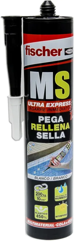 fischer - MS Ultra Express Gasket Sealant (290 ml cartridge) Polymer for bonding and sealing different materials, excellent fade resistance, silicone free, white