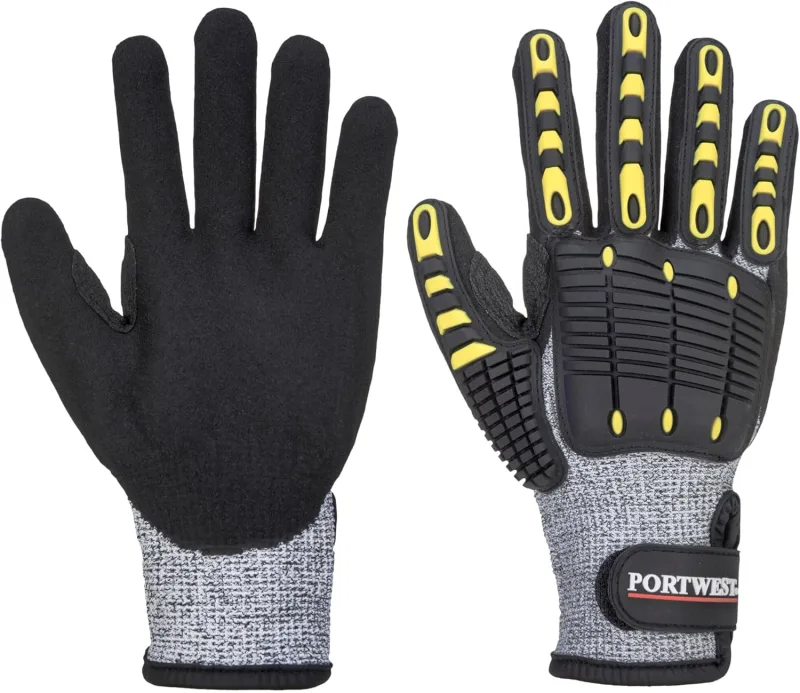 Portwest Guante Anti-Corte Y Anti-Golpes, Tamaño: XL, Color: Gris/Negro, A722G8RXL