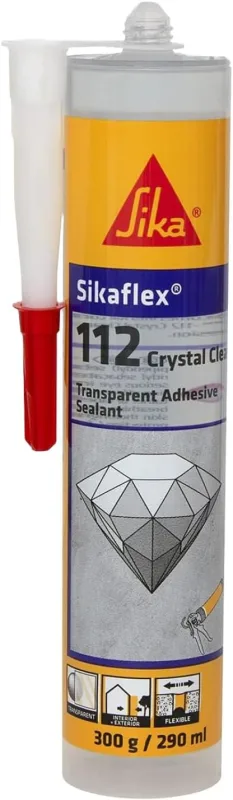 SIKA - Universal Elastic Sealant and Adhesive - Sikaflex 112 Crystal Clear - Transparent - For joints - Multi support - Multipurpose - Indoor and outdoor - 290 ml