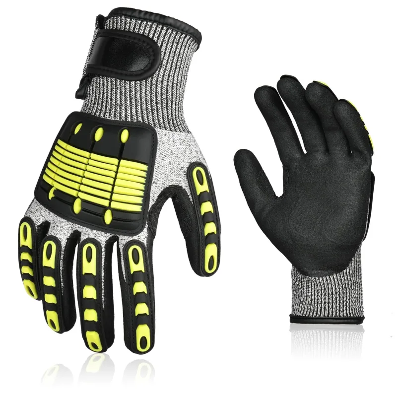 Ainiv Guantes de Trabajo para Hombre y Mujeres, Guantes Trabajo Resistentes a Cortes, Guantes Anticorte, Jardineria, Guantes Mecanico y Soldador, Antiimpacto para Carpinteros, Transporte, Logística-L