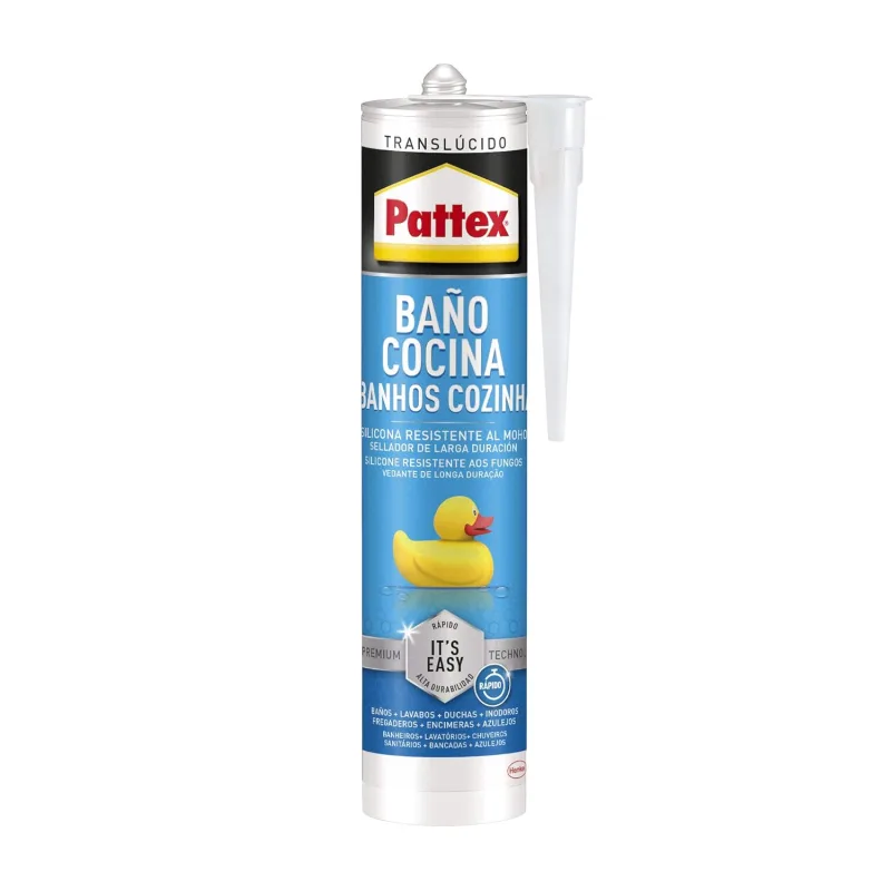 Pattex Bathroom & Kitchen, Mildew Resistant Clear Silicone Waterproof Sealant for Shower, Sink and More Easy to Use Bathroom Silicone 1 x 280ml