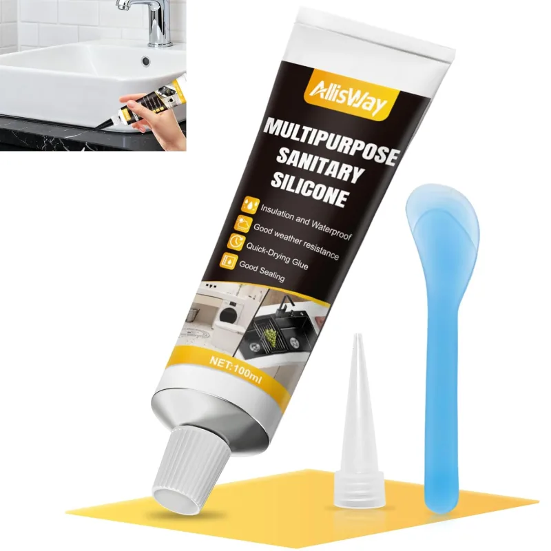 Black Silicone, Waterproof Exterior Silicone, Silicone Bathroom, Waterproof Sealant for Kitchen and Bathroom Spatula and Nozzle, Ideal for Sealing Sinks, Countertops and Bathtubs, 100 ml