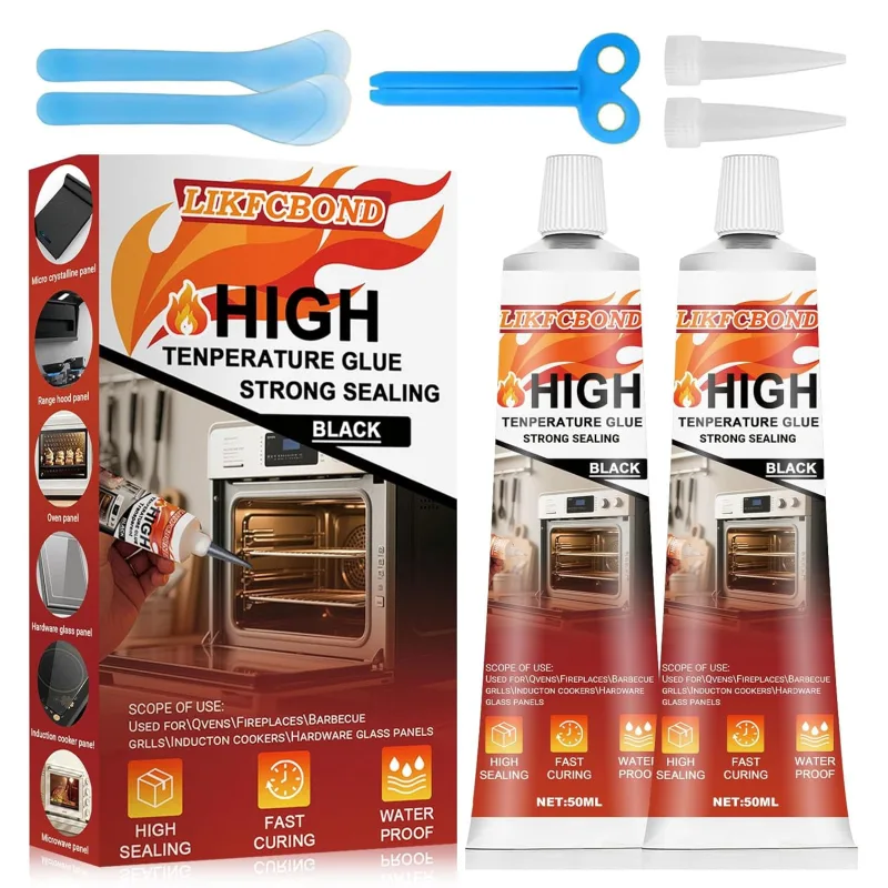 High Temperature Glue, High Temperature Silicone, High Temperature Silicone 1100 Degrees, Heat Resistant Sealant for Stoves, Microwave, Induction Cookers, Ovens, 100 ml
