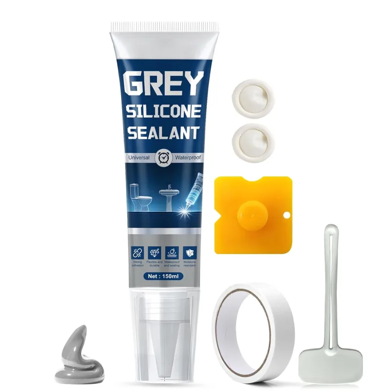 Grey Silicone, Grey Silicone Bath, Tile Seals, Seals for Bathroom Shower Kitchen, Sanitary Silicones, Durable Waterproof, 150 ml