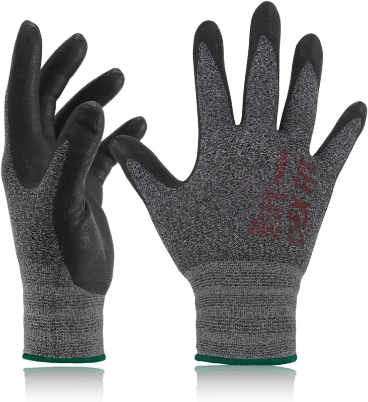 DEX FIT Work Gloves FN330, Comfortable Fit 3D Elastic Good Grip, Durable Nitrile Foam Coating, Tactile, Thin and Lightweight, Machine Washable