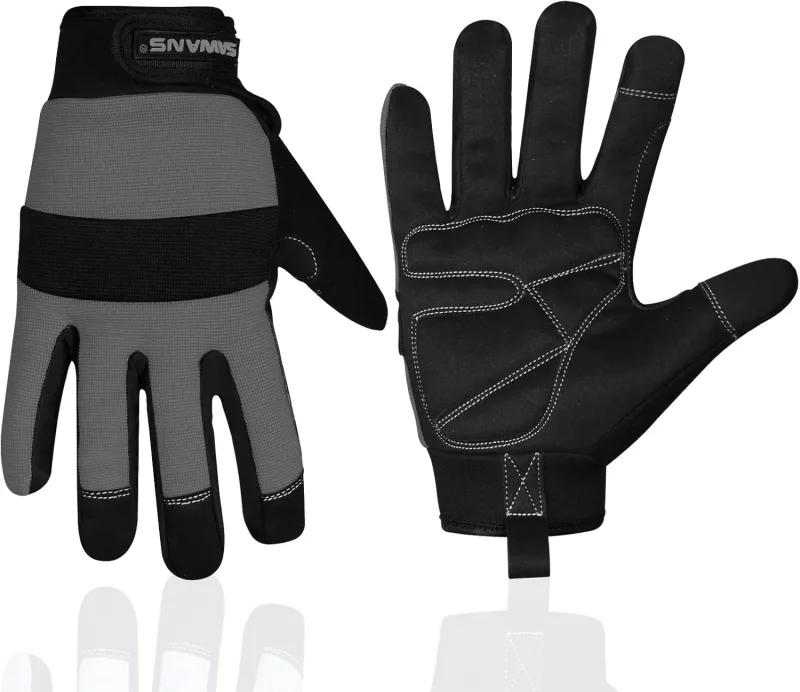 Guantes de trabajo de seguridad Guantes de trabajo de jardinería para hombre y mujer, herramienta de construcción flexible acolchada protección de palma pantalla táctil transpirable constructor multifuncional