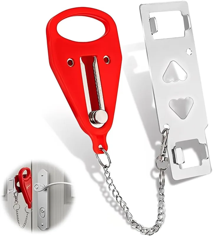 Portable Door Lock - Family Travel Hotel School Home Apartment Must Haves Security Devices Door Locks Jammer Self Defense for Extra Security