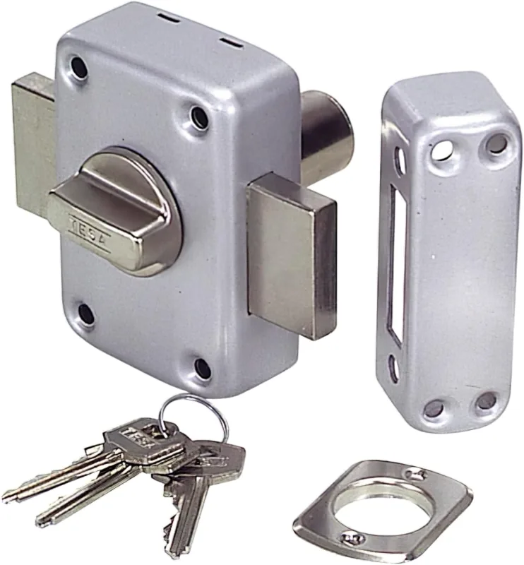 Tesa Assa Abloy, 2110TE4C, Deadbolt with Keyed Outside and Inside Button, Chrome