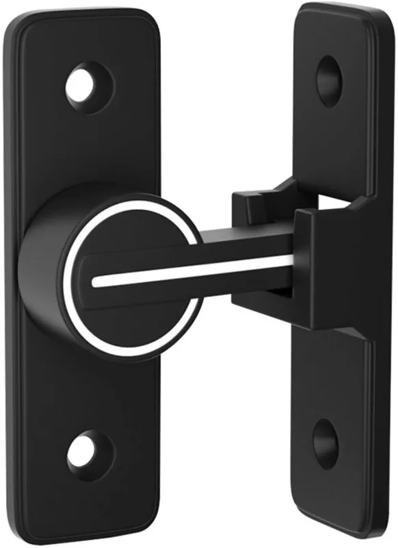 Sliding Door Latch 90 Degree Security Lock Sliding Door Latch Sliding Door Latch Aluminum Locking Interior Door Security Privacy Lock, Black, Luminous