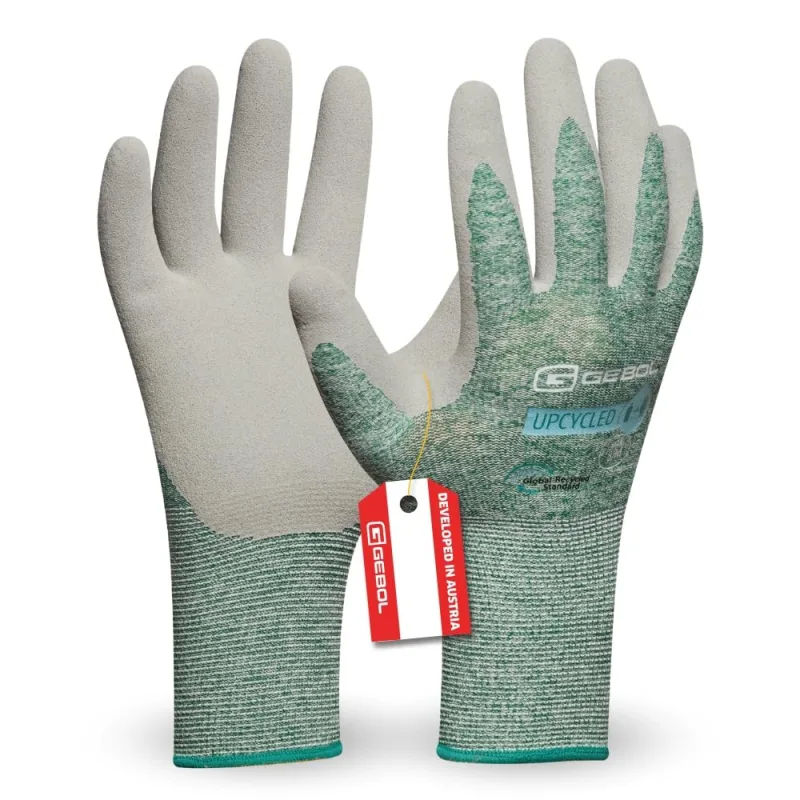 Gebol Durable Sustainable Work Gloves Made from Recycled Plastic, Natural Rubber Coating, Size XXL (Gr 11), Dark Green, 1 Pair