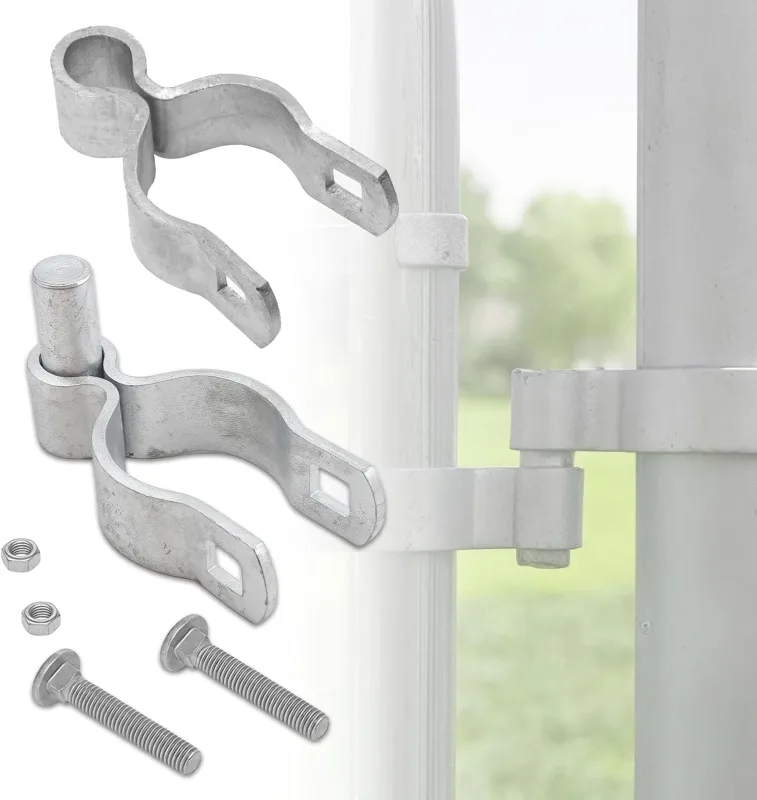 Chain Link Fence Gate Post Hinges, Heavy Duty Galvanized Steel, Corrosion Resistant, Exterior Gate Hardware with Bolt and Nut, 1 Pack (1-3/8")