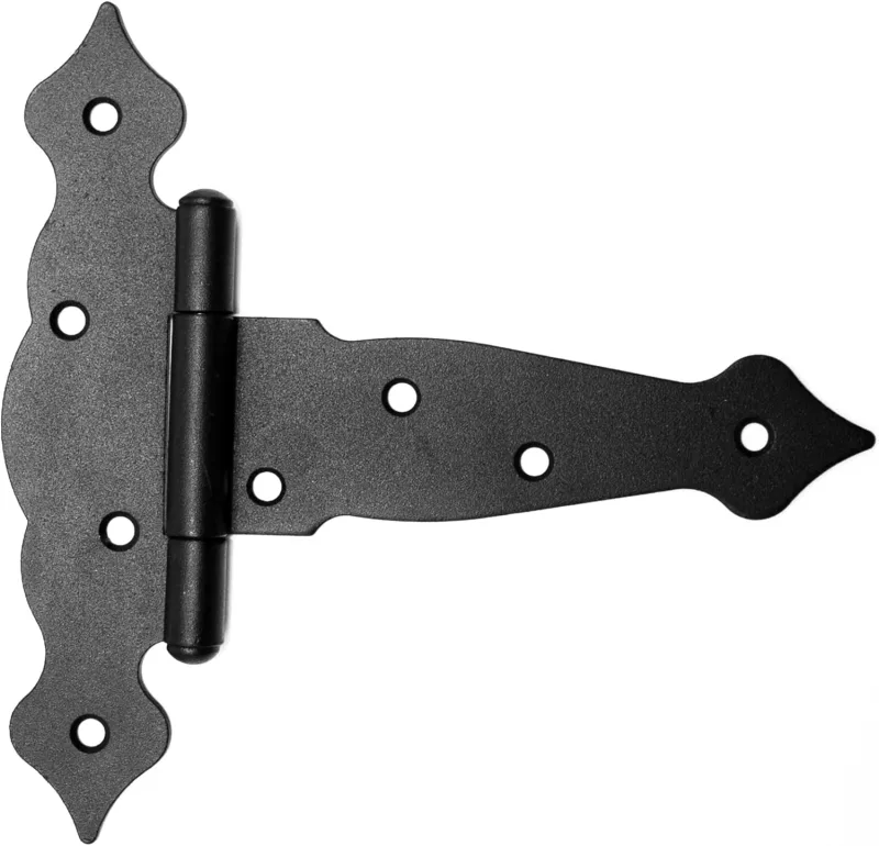 DOJA Barcelona | Forge Hinges | 4 Decorative Hinges | Zinc Black | T Hinge 200x50x190x2,5 mm | Wooden Door Hinges, Garden Fences, Pool Fences, Exterior Door Lock...