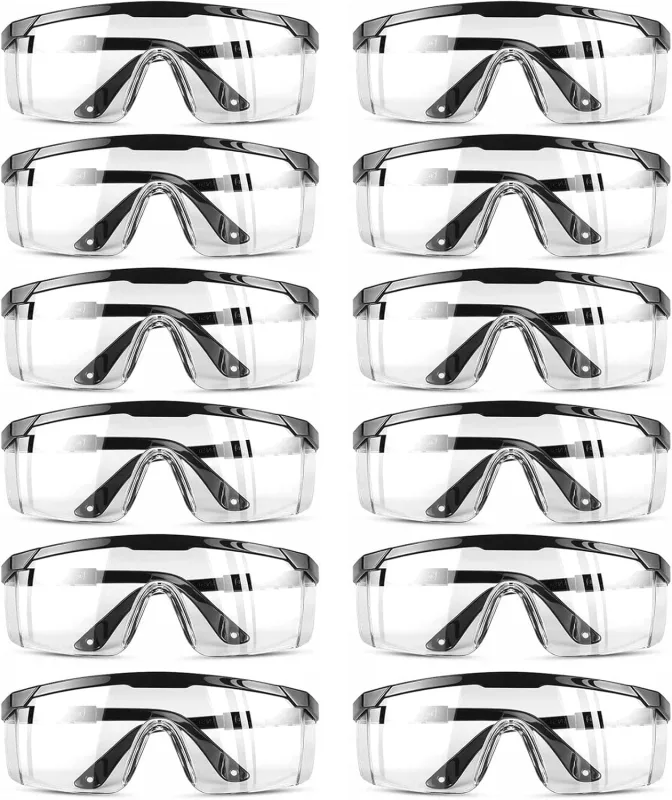 12 Piezas Gafas de Seguridad Con Lentes Transparentes Gafas Protectoras Con Patillas Ajustables Lentes de Seguridad Antivaho Ajuste Cómodo para Laboratorio Agricultura Industria