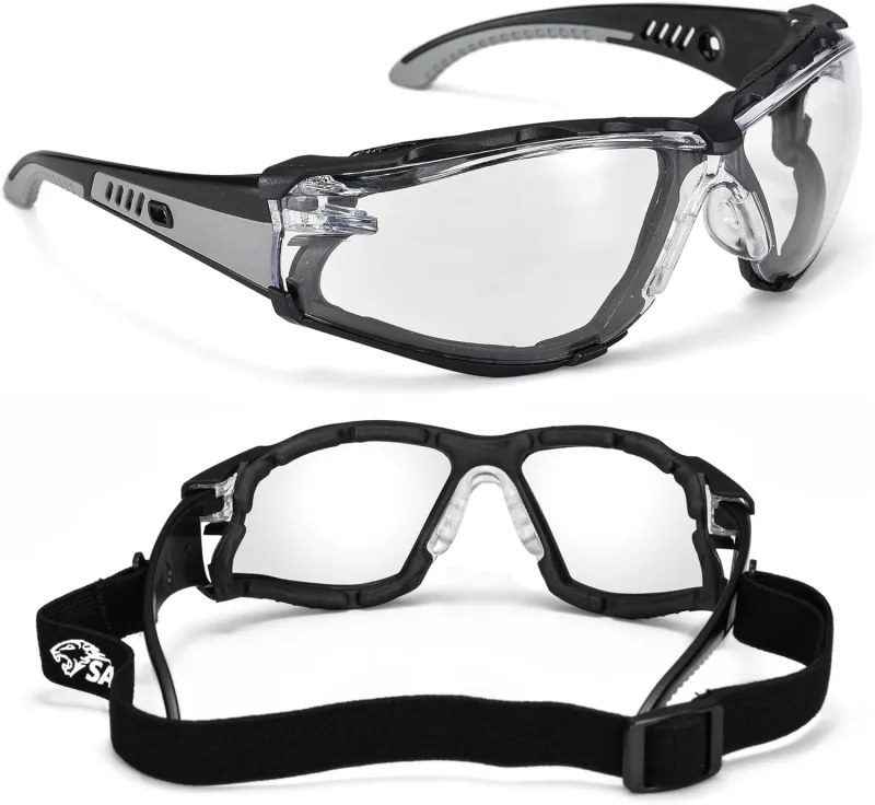 SAFEYEAR gafas de Seguridad de trabajo transparentes antiniebla, anti-raspado, rayos ultravioleta 400, anti-impacto. Gafas protectoras CE EN166-para bricolaje, laboratorio,arquitectura,jardín