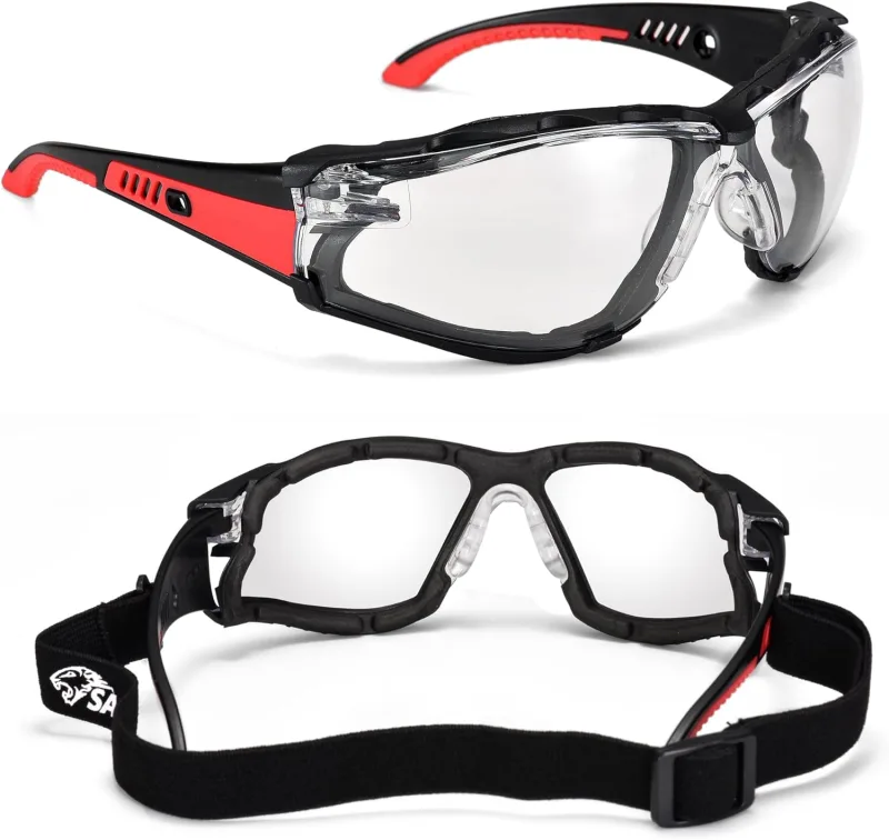 SAFEYEAR gafas de Seguridad de trabajo transparentes antiniebla, anti-raspado, rayos ultravioleta 400, anti-impacto. Gafas protectoras CE EN166-para bricolaje, laboratorio,arquitectura,jardín