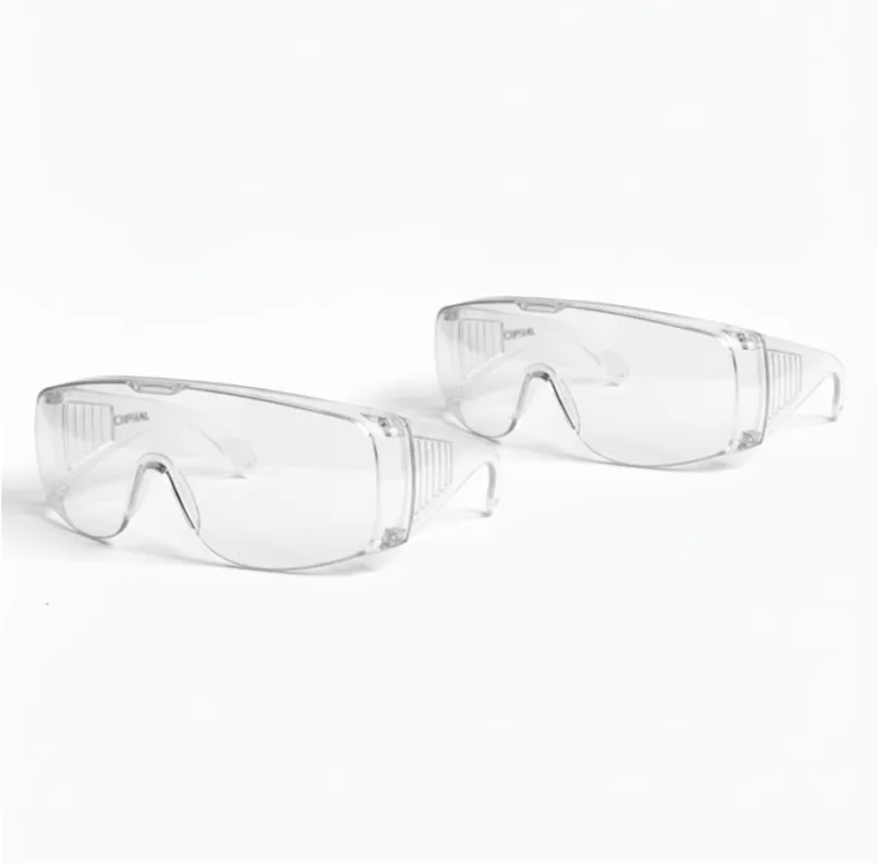 Pack of 2 Protective Glasses for Industrial and Laboratory Work, Professional Eye Safety Anti-Splash, Use in Chemistry and Workshop, Transparent Glasses