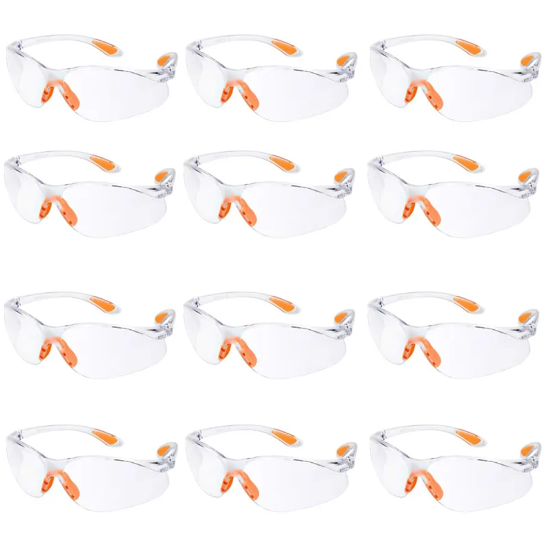 Safety Glasses Pack of 12 Protective Glasses Work with Transparent Lenses Anti-fog/Anti-dust/Anti-Scratch Labor Protection Glasses
