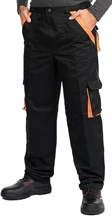 Men's Work Trousers, Made in EU, Reinforced and Padded Knees, Cargo Trousers