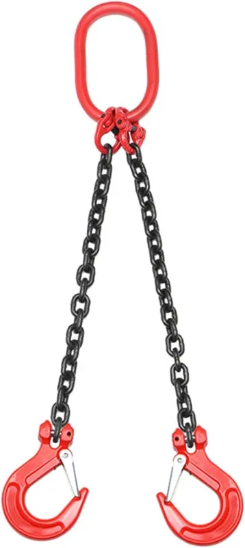 2 Strand Chain Sling, Crane Chain 1m 2t Forestry Chain Transport Chain Chain Chain Choker Chain ø6mm Hook with Fork Head Steel Chain