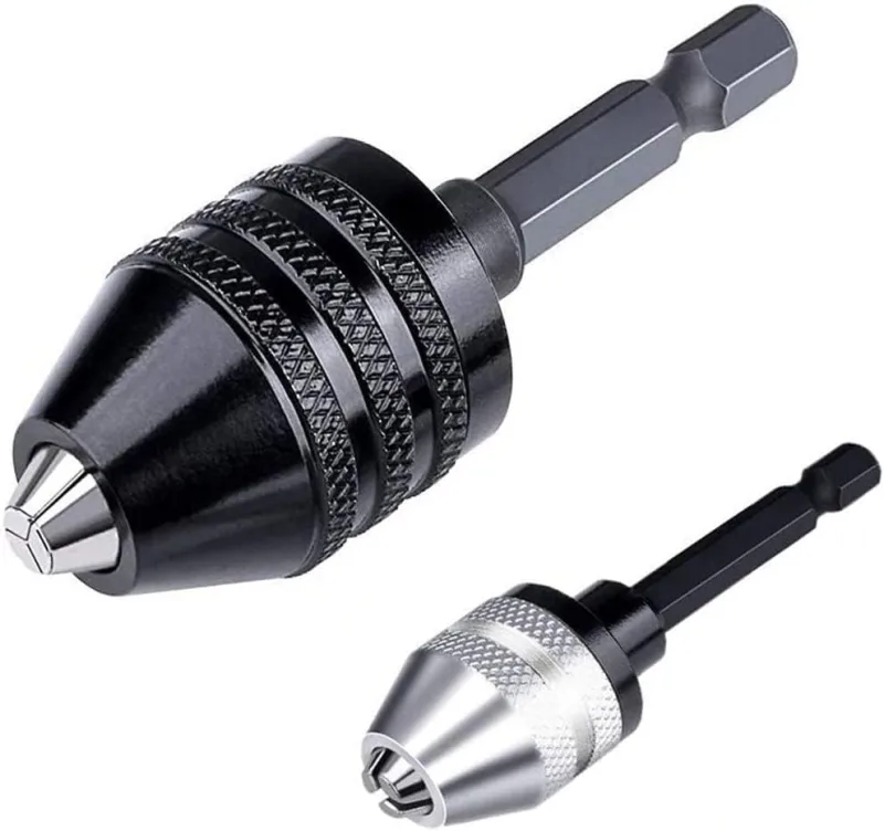 Fixinus Drill Chuck Adapter 2pcs 1/4" Hex Bit Adapter Impact Chuck Adapter Keyless Chuck for Impact Driver (0.6-8mm, 0.3-3.6