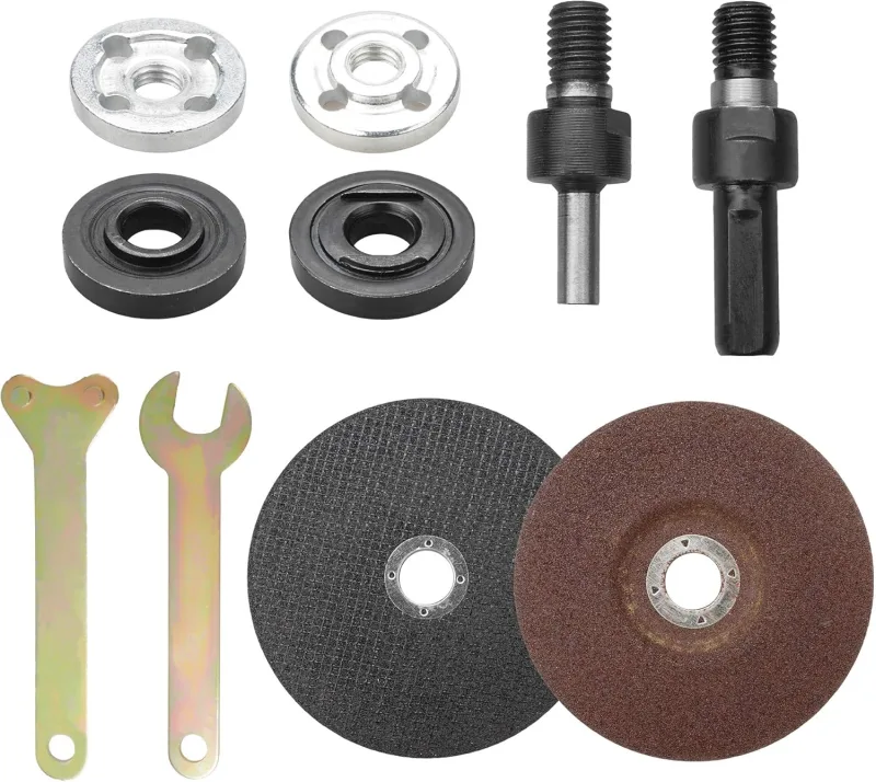 Angle Grinder Adapter 10 Pieces Drill Grinder Adapter with Wrench Grinder and Cutting Discs Adapter for Drill for Angle Grinders Tightening Devices