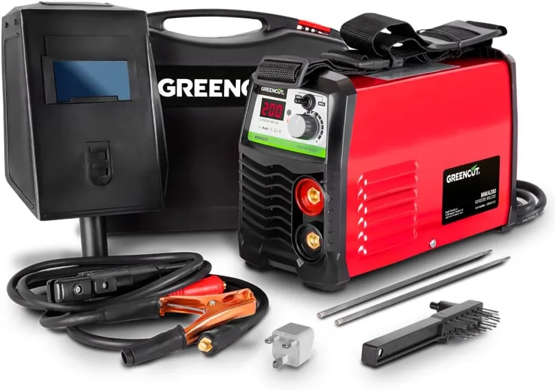 GREENCUT MMA200 Soldador Inverter eléctrico Potencia 25A 220-240V Tecnología IGBT Electrodos de 2.5-3.2mm Accesorios incluidos
