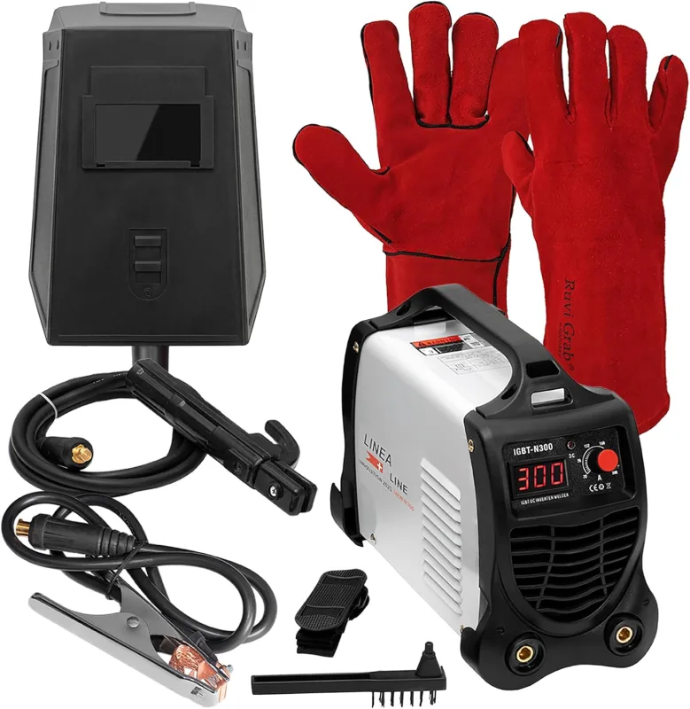 LINEA Soldador Inverter profesional 300A, Maquina de Soldar Electrodo, con GUANTES DE SOLDAR, Soldador Electrodo, Grupo de Soldar IGBT, Soldadora Inverter Soldadura TIG, GUANTES DE SOLDAR