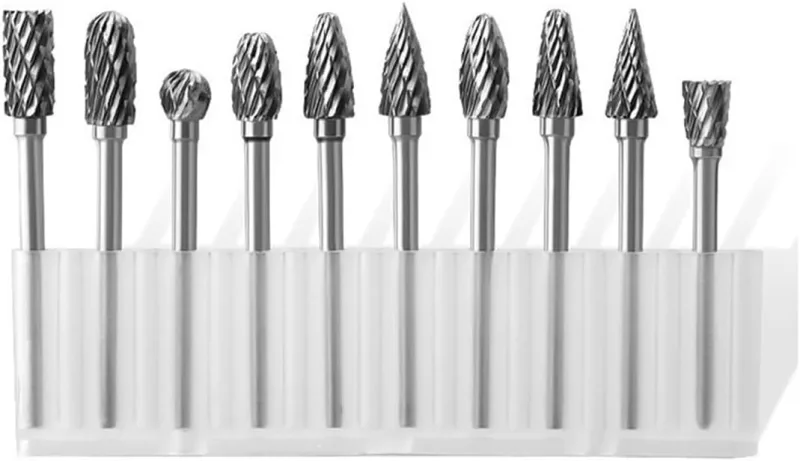 Tungsten Rotary Burr Set for Rotary Tool, 10 Pieces, Rotary Burrs for Metal Milling Cutter, for DIY Barpwork, Polishing, Drilling, Engraving