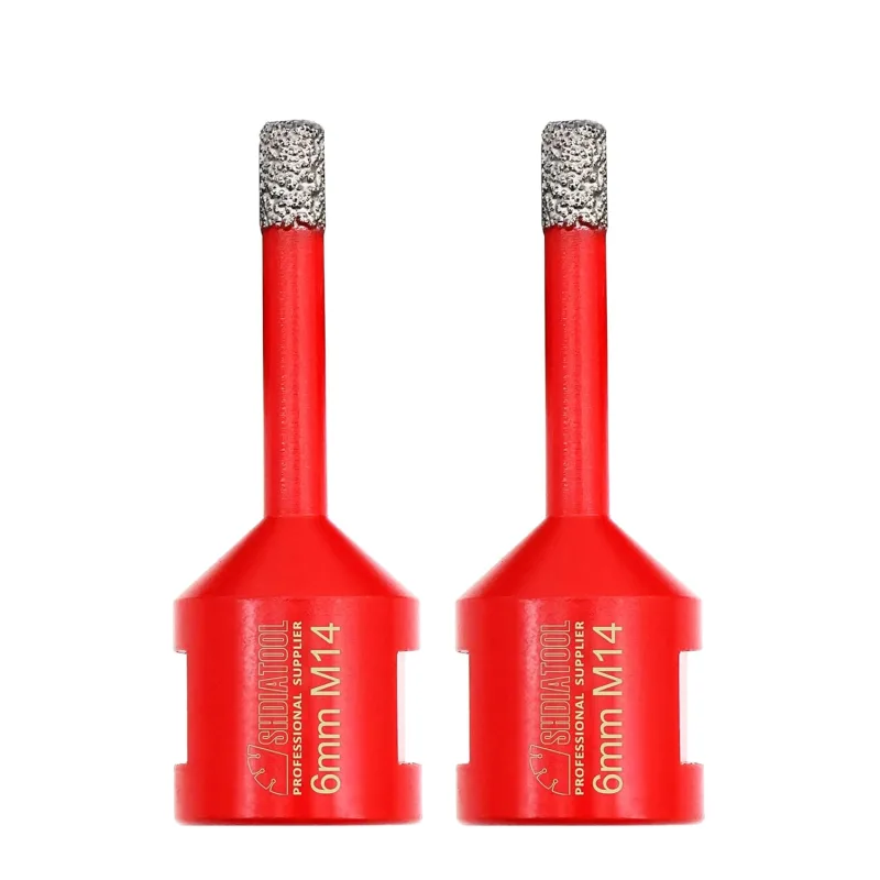 SHDIATOOL Diamond Drill Bit 2PC 6MM Vacuum Welding for Dry Drilling Porcelain Tile Granite Marble M14