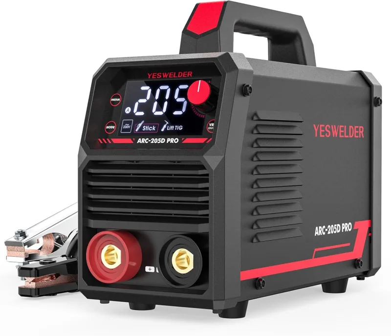 YESWELDER 205Amp ARC Welder 230V MMA/Lift TIG Portable Welder, Large LED Display Digital Inverter IGBT Welding with Hot Start Arc Strength, Anti-Stick