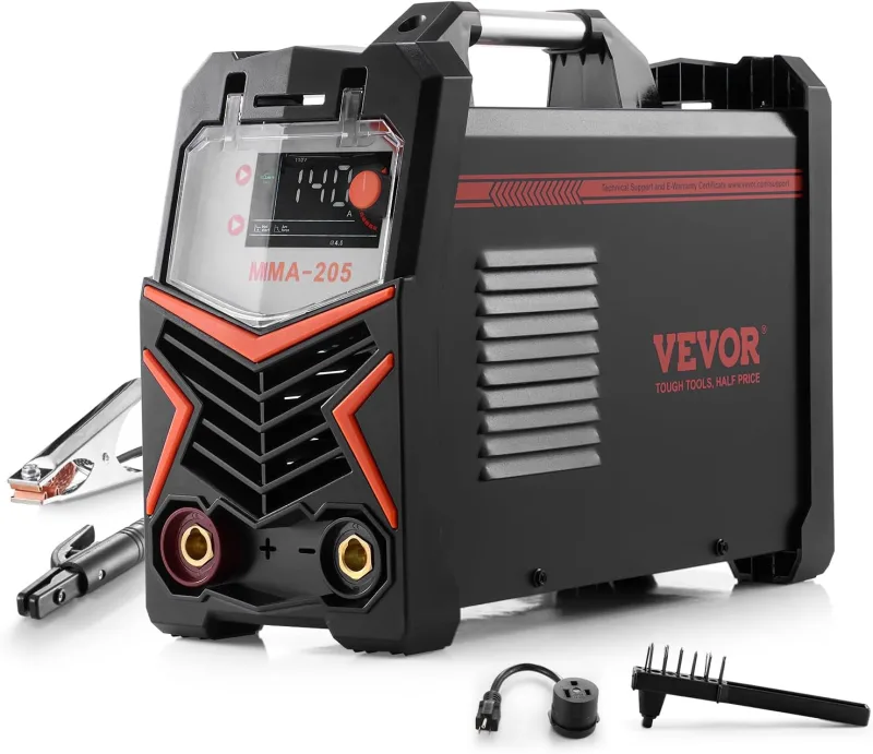 VEVOR TIG Welder, 205A 2-in-1 Welding Machine, Large LED Display, Electric Welder TIG Welding Machine with IGBT Inverter and Arc Force Hot Start 380 x 160 x 320 mm, Black