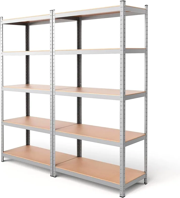 EDIESI, Estanterias Almacenaje, 180 x 90 x 40 cm, Metalicas, Galvanizadas, Material MDF, para Hogar, Trastero, Garaje, 5 Baldas Ajustables, Carga Máxima 875 kg (2 Unidades)