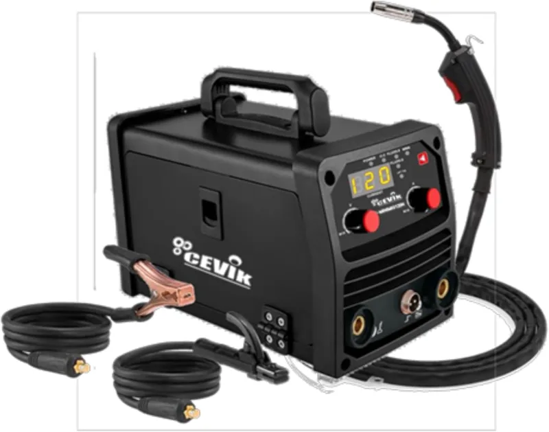 CEVIK PRO CE-MINIMIG120N - FLUX/MIG/TIG/MMA Inverter Welder - 120A 40% - 230V - Wire up to 0.9 mm - LED - Includes Fixed MIG Torch, Mass Clamp, Flux Thread Spool